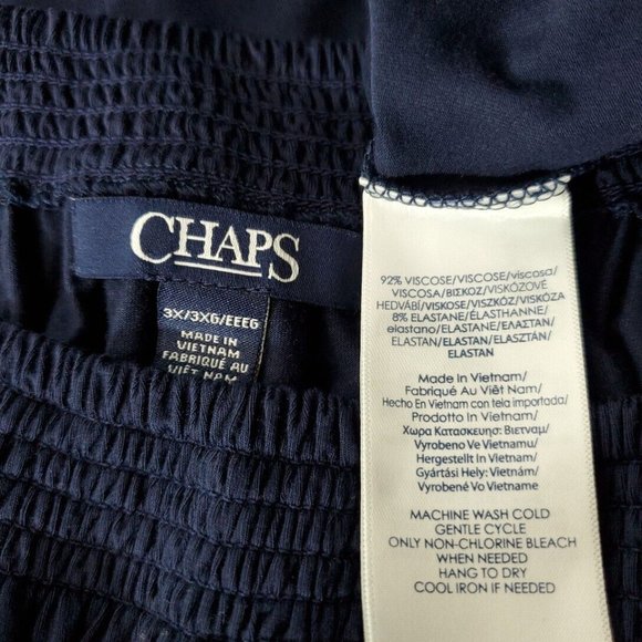 Chaps Top Plus Size 3X Off Shoulder Tie Sleeve Stretch Pullover Long Sleeve Blue - Picture 5 of 5